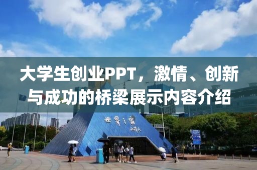 大学生创业PPT，激情、创新与成功的桥梁展示内容介绍