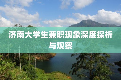 济南大学生兼职现象深度探析与观察