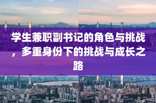 学生兼职副书记的角色与挑战，多重身份下的挑战与成长之路