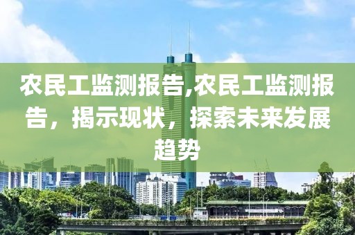 农民工监测报告,农民工监测报告，揭示现状，探索未来发展趋势